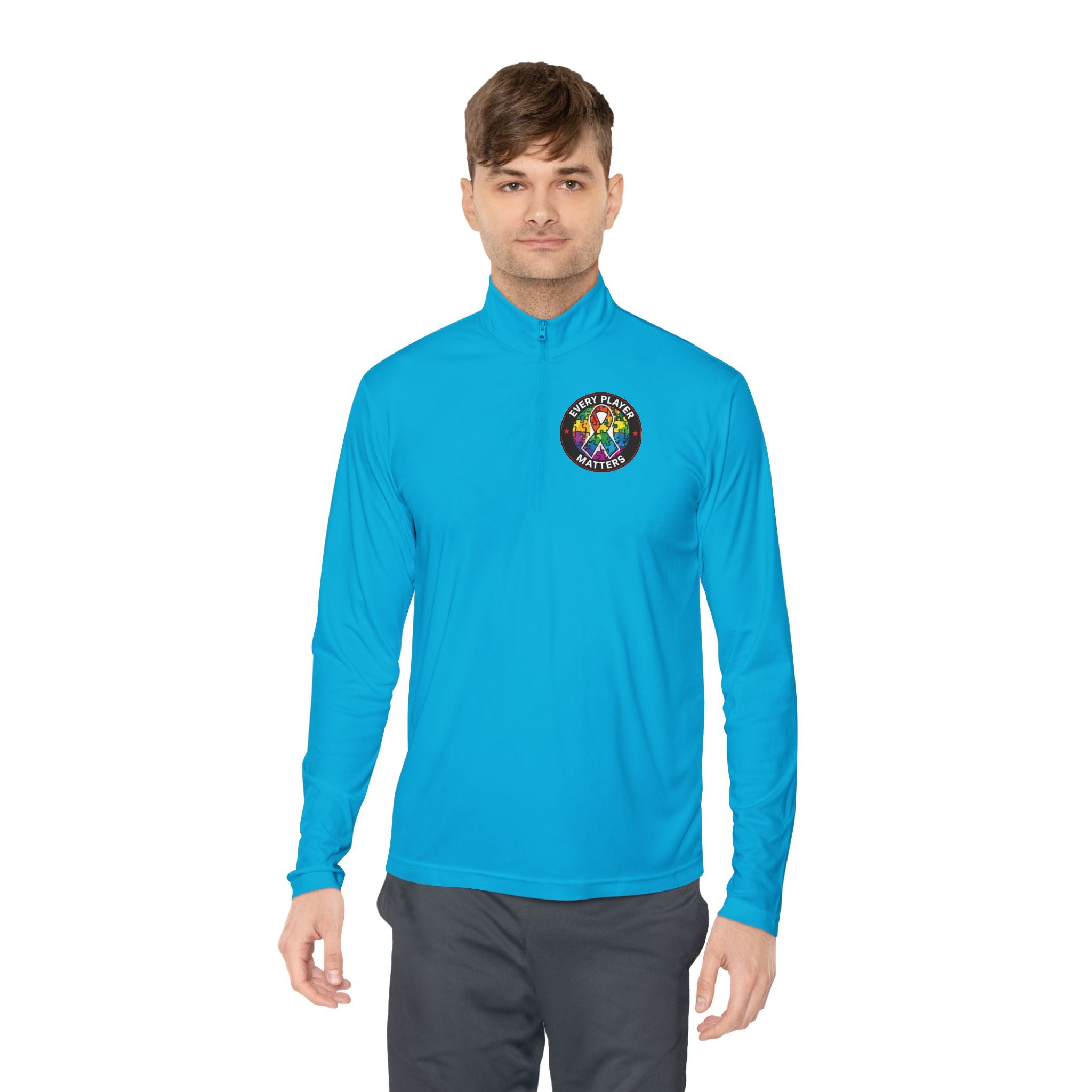 Quarter-Zip Pullover • Colorful Geometric Mushroom Logo — Psychedelic Nature Vibe