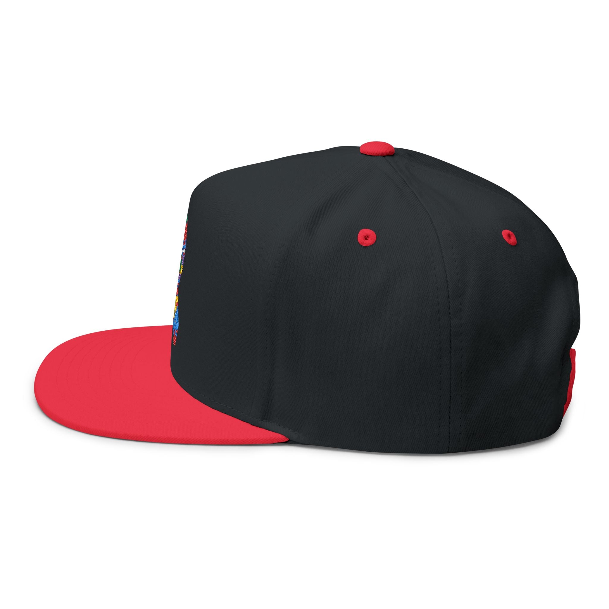 Embroidered Colorful Puzzle Ribbon Snapback Hat — Autism Awareness Flat Bill Cap