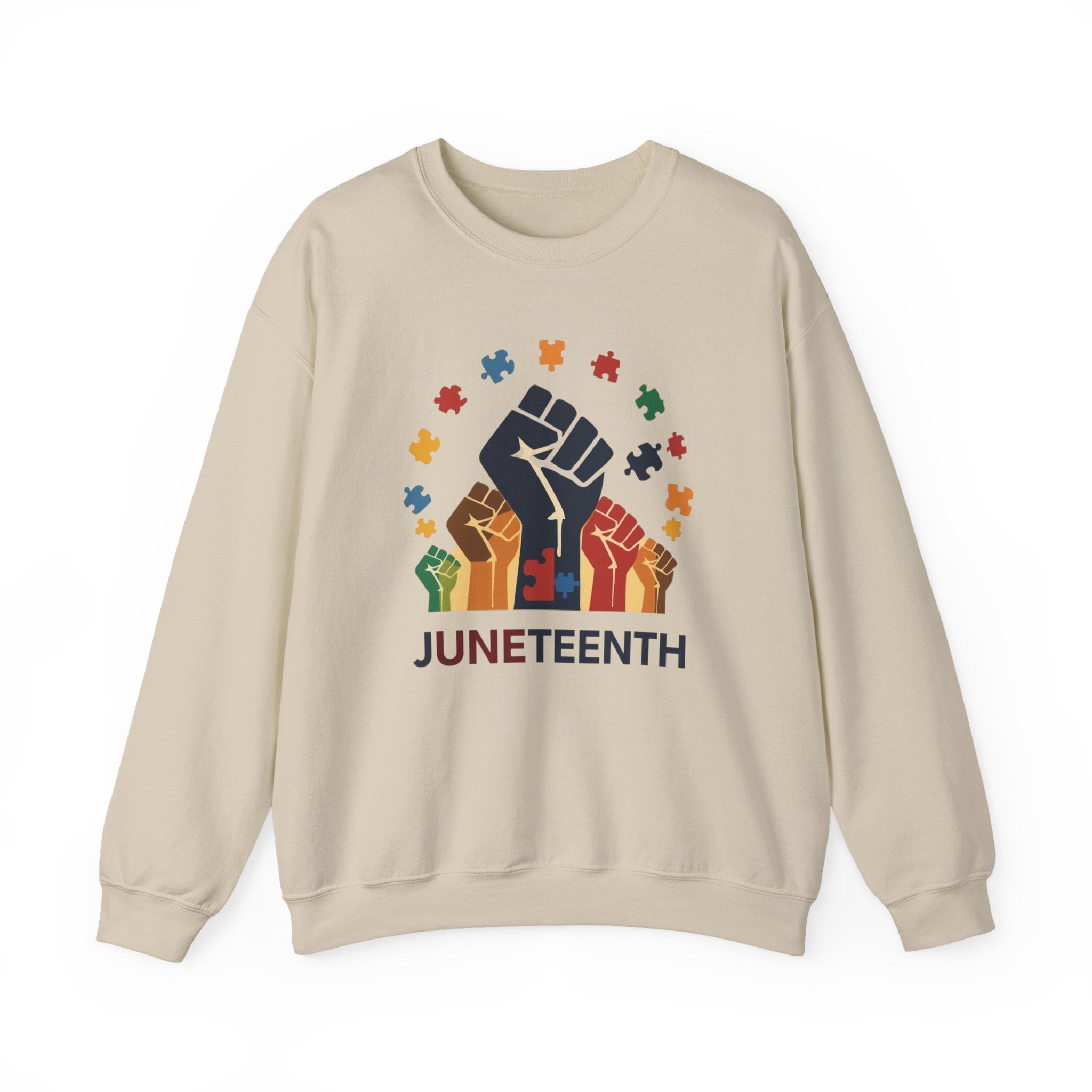 Juneteenth Meets Autism 2 Sweatshirt - Multicolor Unity Graphic Crewneck
