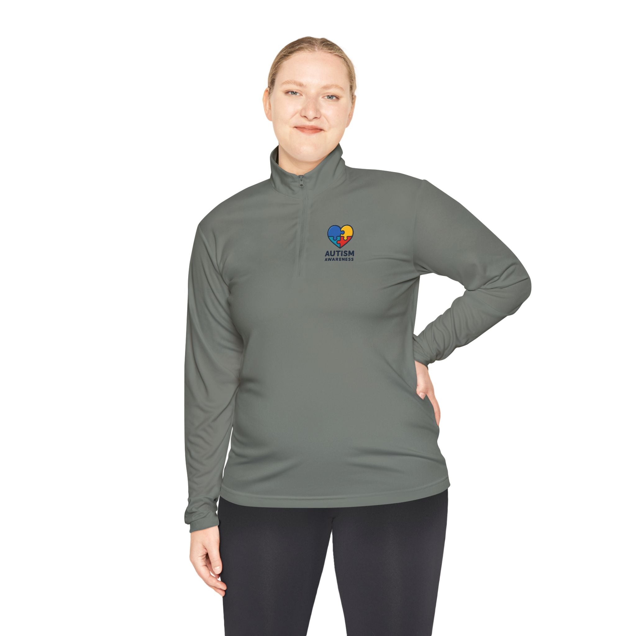 Autism Awareness Quarter-Zip Pullover — Puzzle Heart Logo