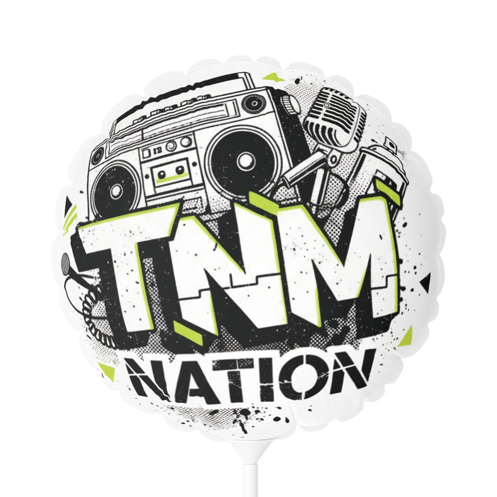 TNM Nation 11" Round Foil Balloon – Retro Boombox Party Decor