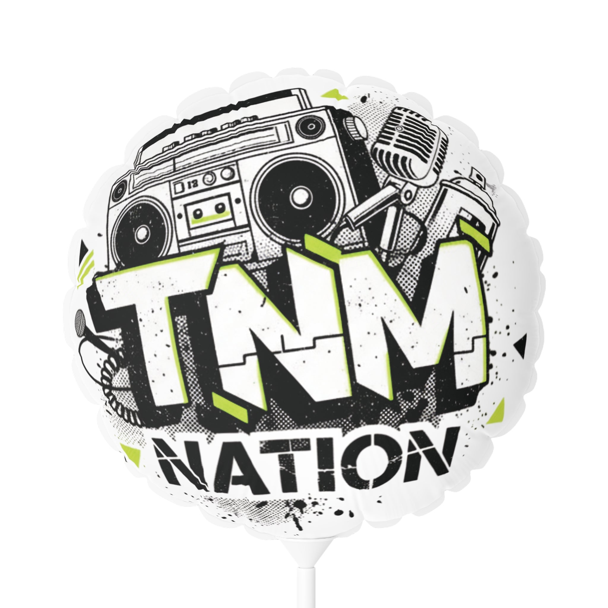 TNM Nation 11" Round Foil Balloon – Retro Boombox Party Decor