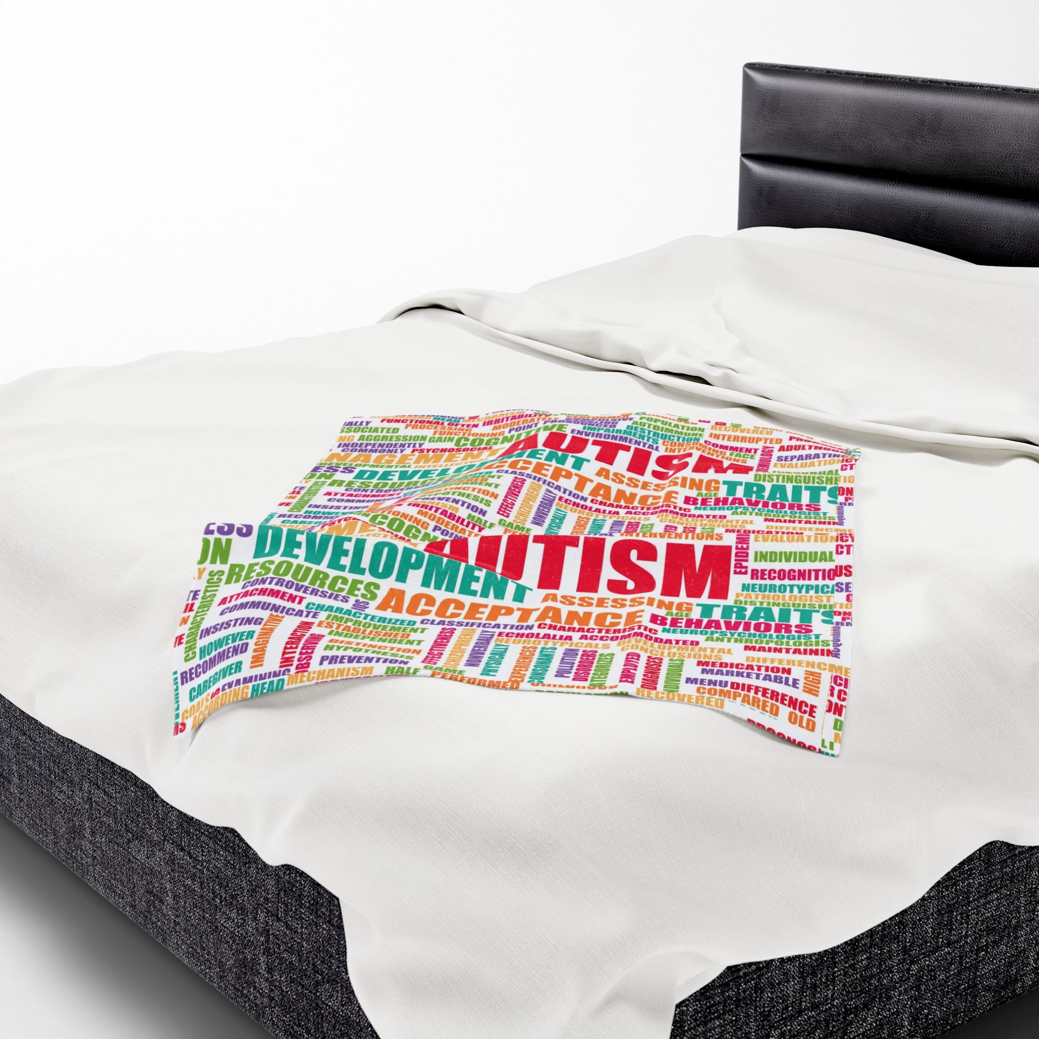 Autism Awareness Word Cloud Velveteen Blanket