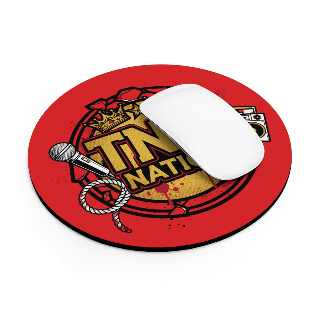 TNM Nation Round Mouse Pad — Hip Hop Microphone & Boombox Gaming Desk Mat