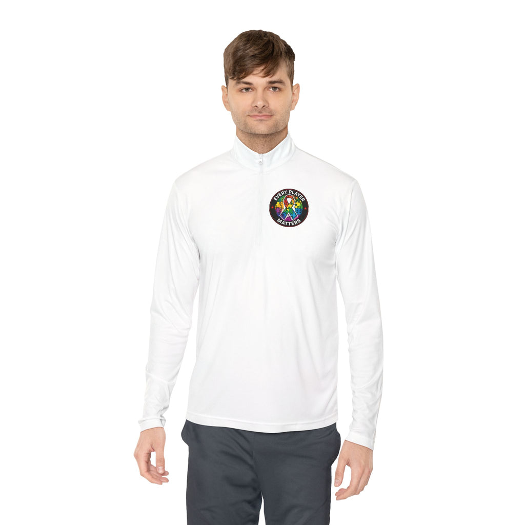 Quarter-Zip Pullover • Colorful Geometric Mushroom Logo — Psychedelic Nature Vibe