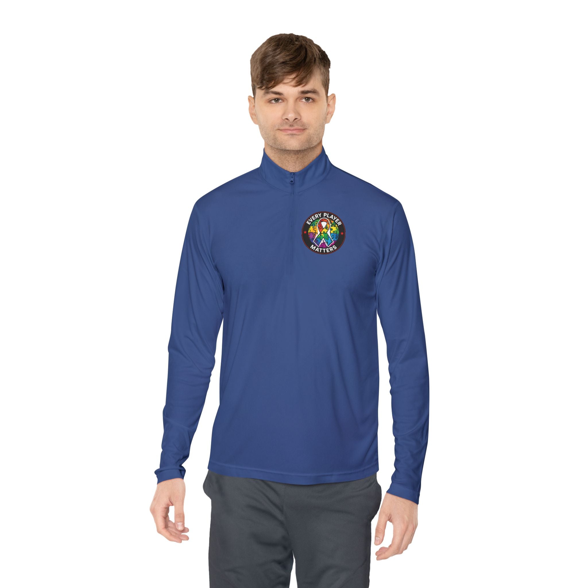 Quarter-Zip Pullover • Colorful Geometric Mushroom Logo — Psychedelic Nature Vibe