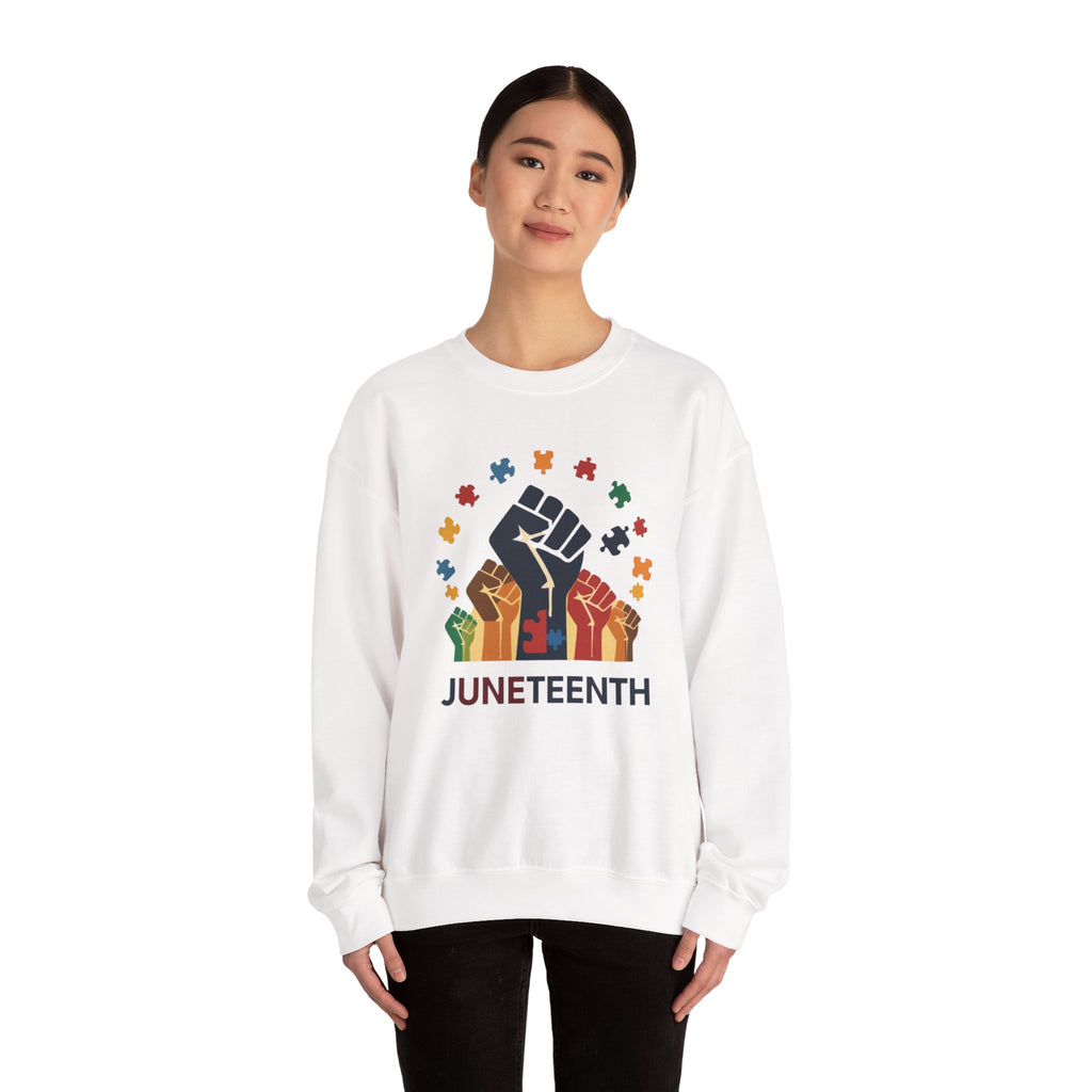 Juneteenth Meets Autism 2 Sweatshirt - Multicolor Unity Graphic Crewneck
