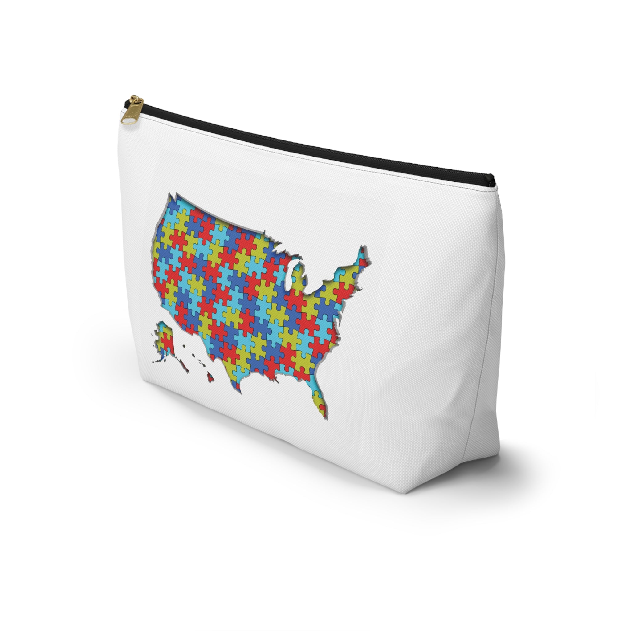 Autism Awareness USA Puzzle Map Accessory Pouch