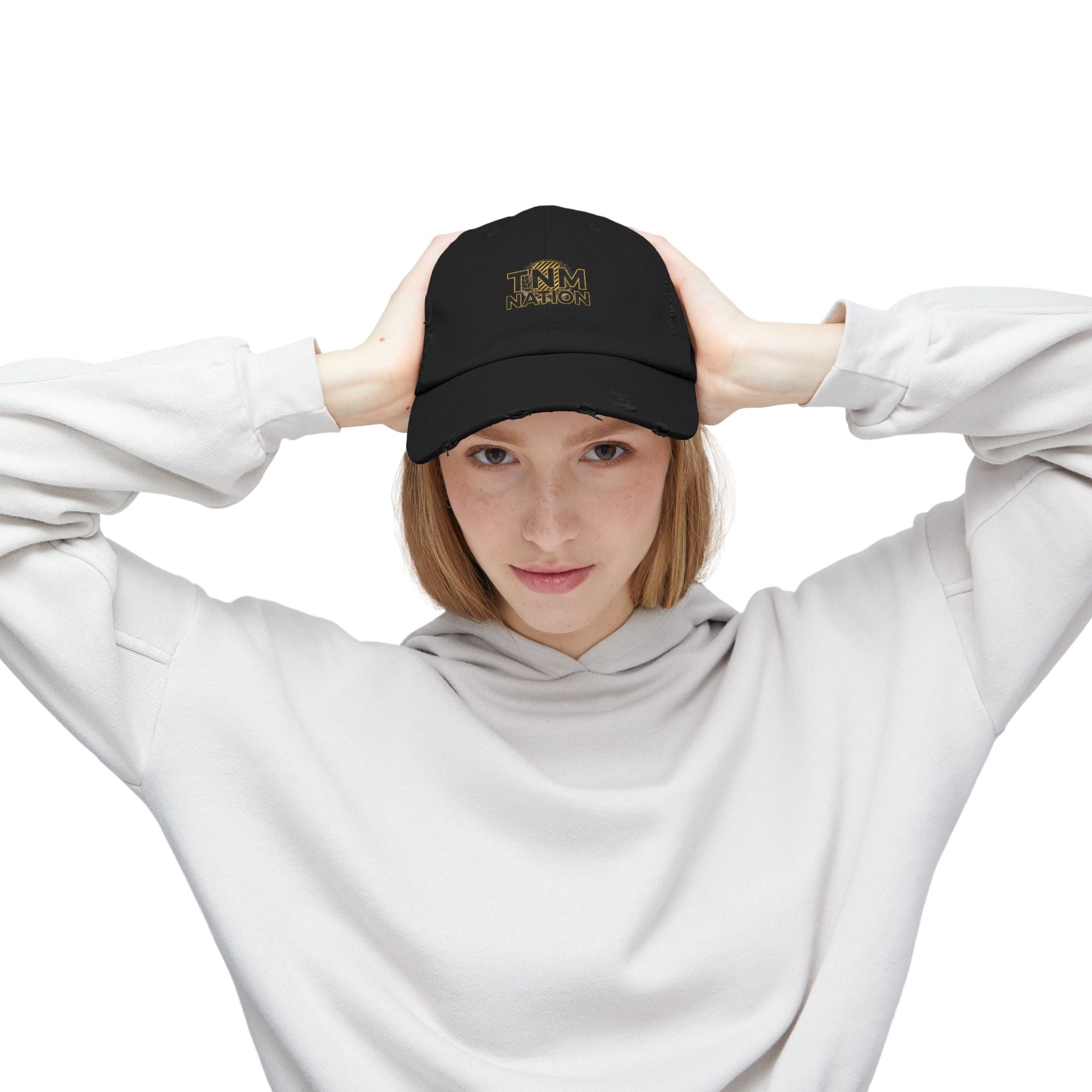 Distressed Baseball Cap — TNM Nation Gold Logo