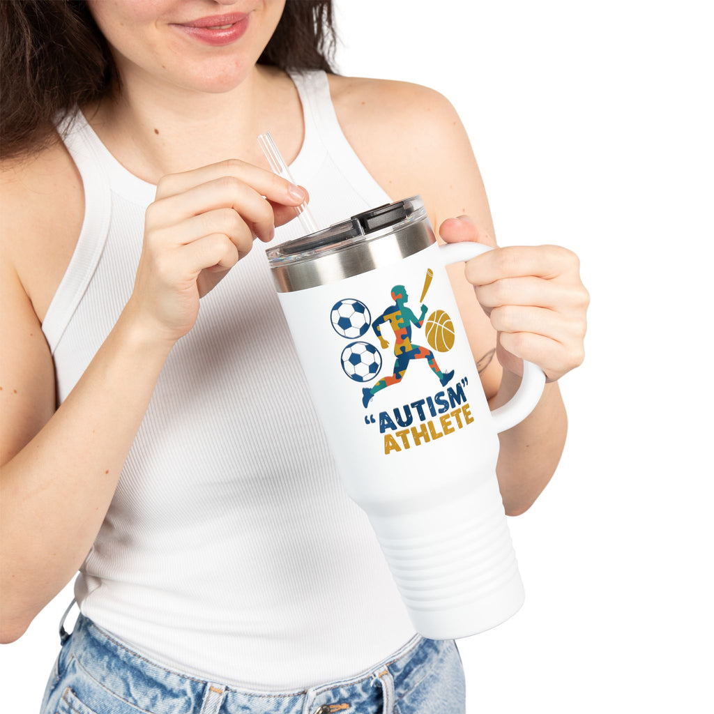 Autism Athlete 40oz Insulated Travel Mug — Sports Awareness Tumbler