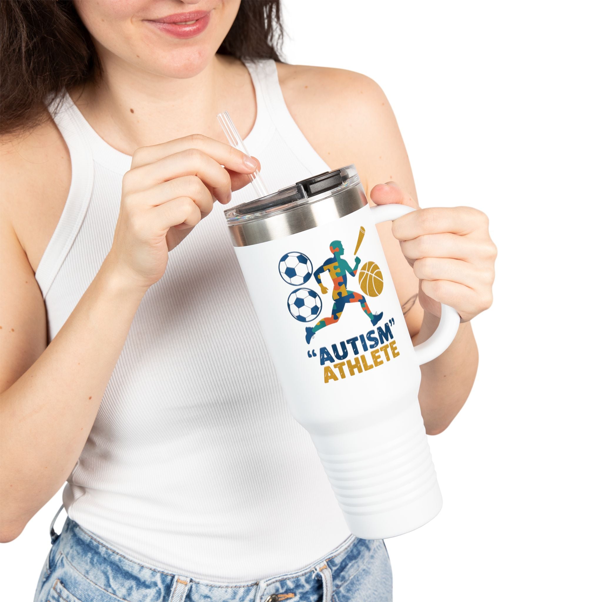 Autism Athlete 40oz Insulated Travel Mug — Sports Awareness Tumbler