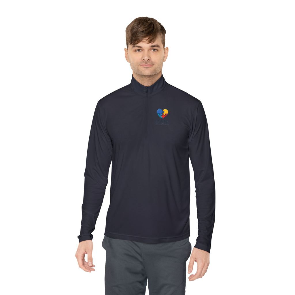 Autism Awareness Quarter-Zip Pullover — Puzzle Heart Logo