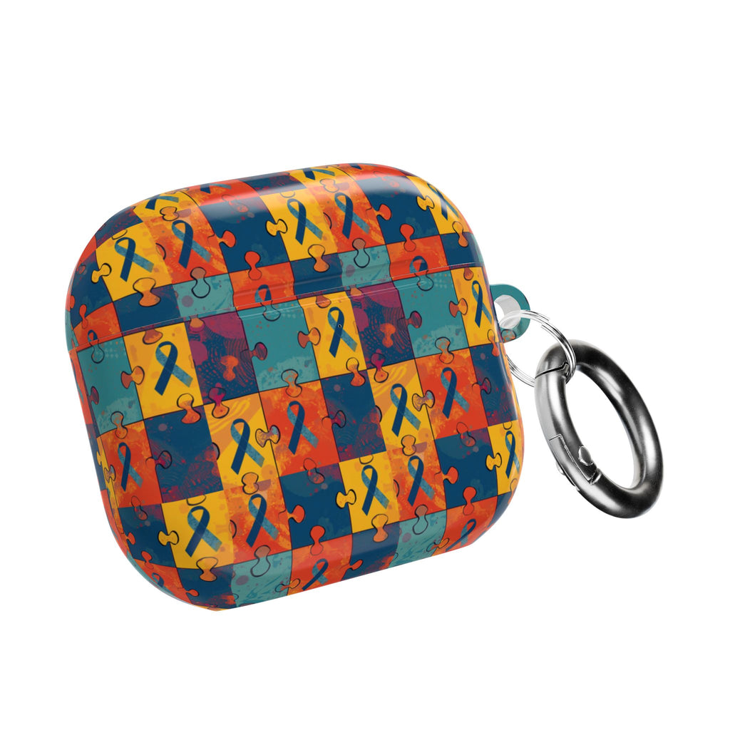Awareness Ribbon Puzzle Pattern AirPod Case — Colorful Support & Hope Design