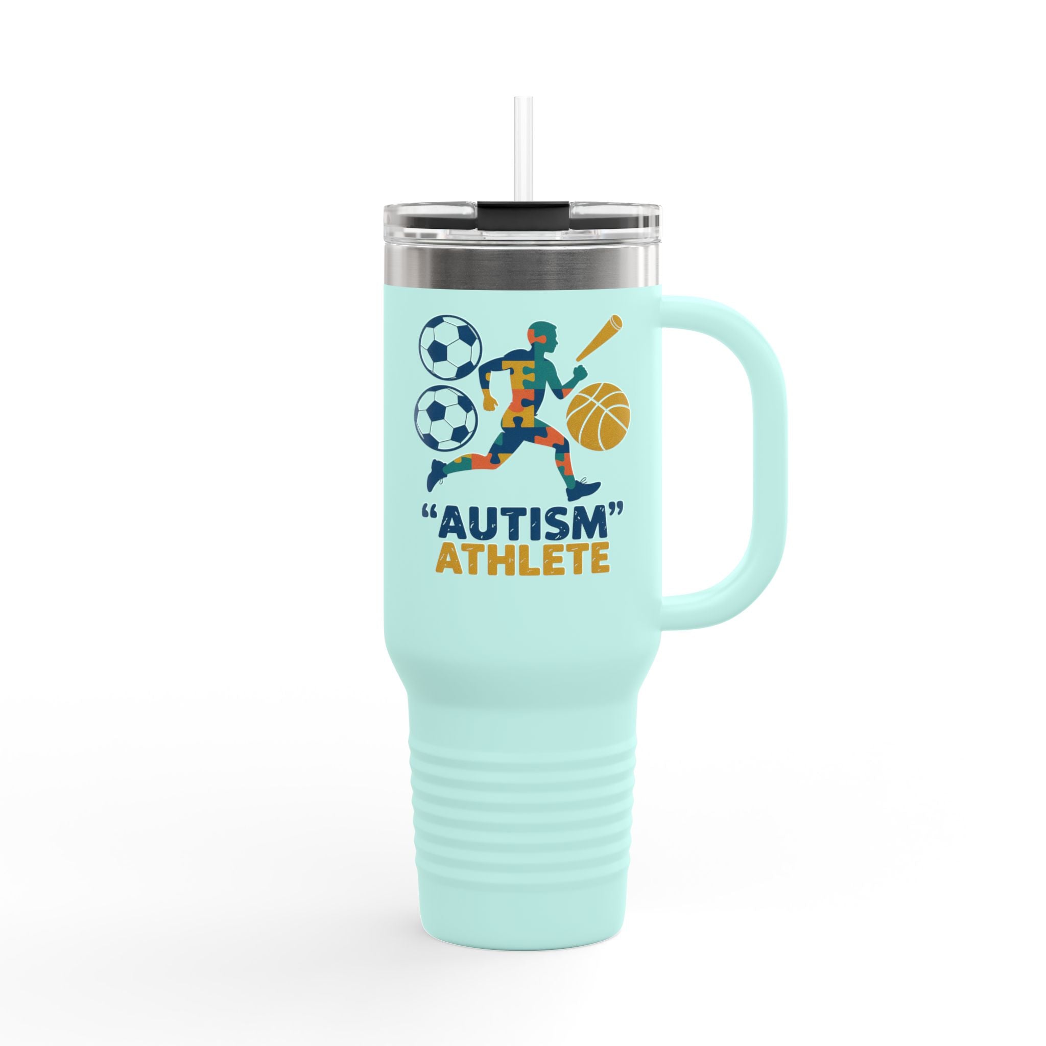 Autism Athlete 40oz Insulated Travel Mug — Sports Awareness Tumbler