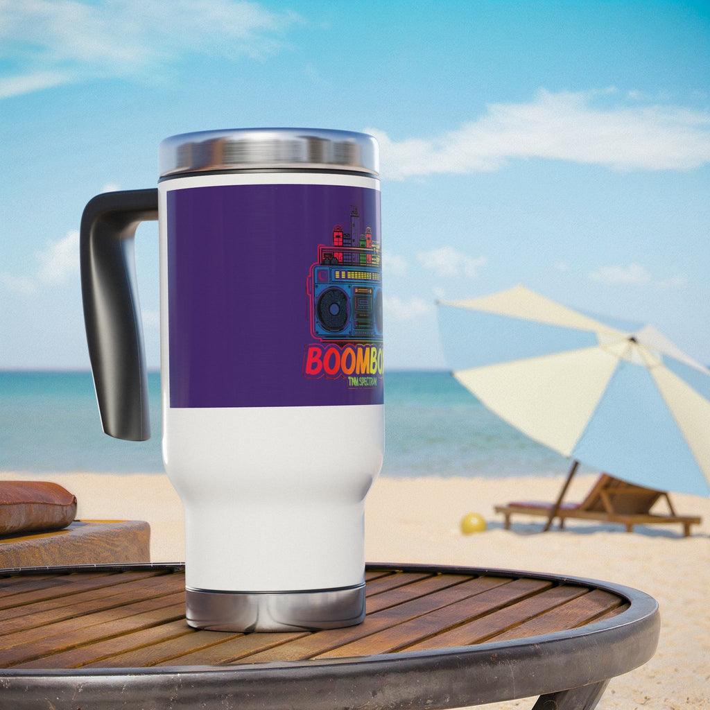 Boombox Retro Travel Mug — 14oz Stainless Steel Handle Tumbler