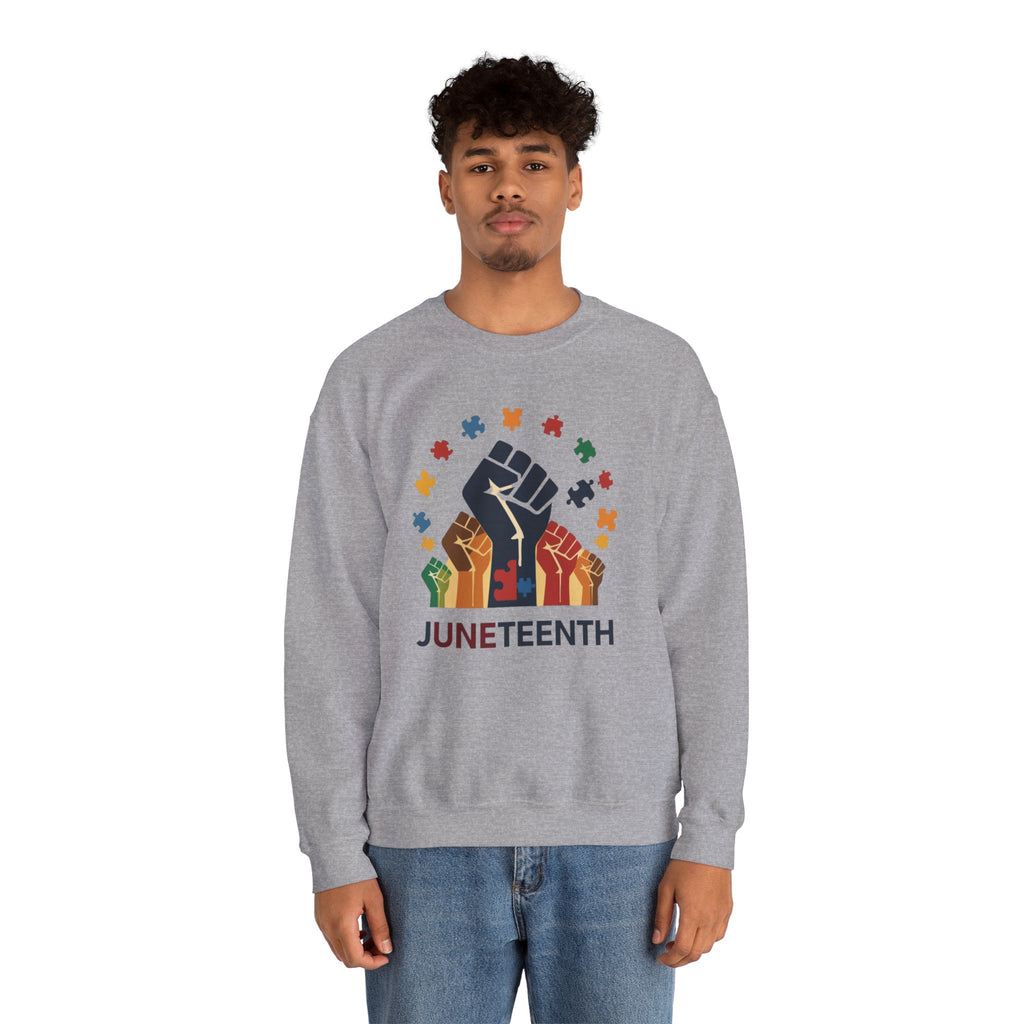 Juneteenth Meets Autism 2 Sweatshirt - Multicolor Unity Graphic Crewneck