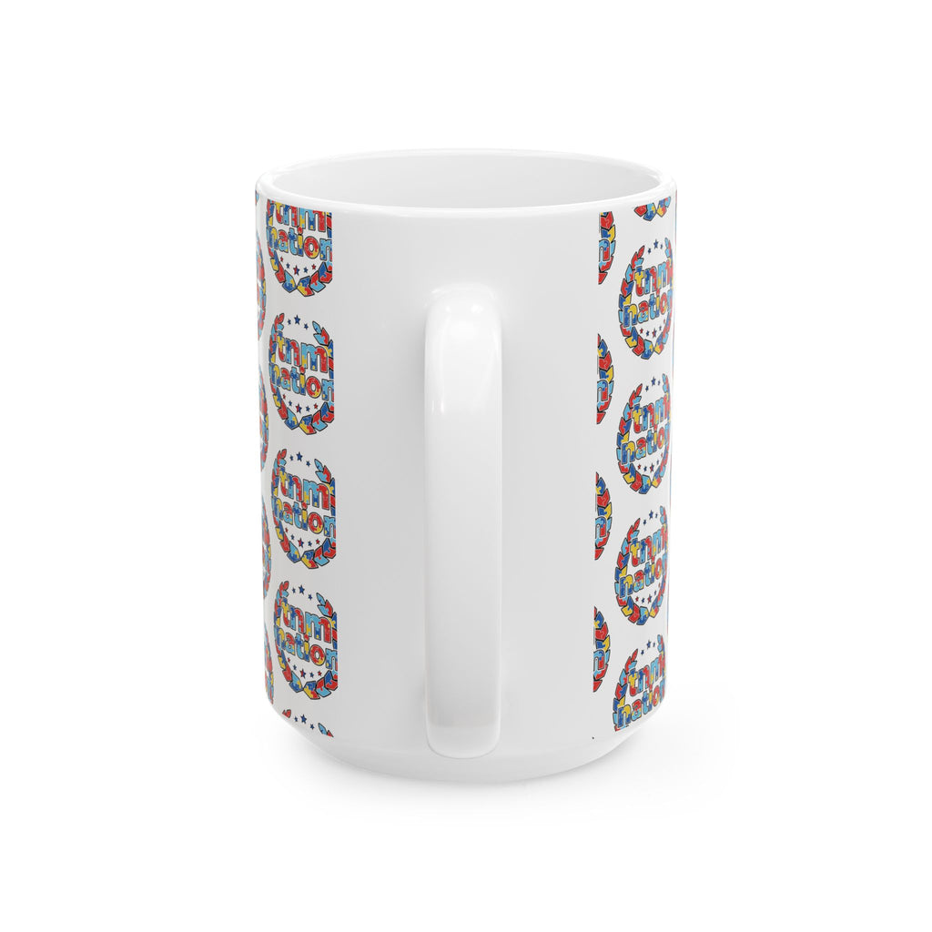 TNM Nation Pattern Ceramic Mug — Patriotic USA Coffee Cup (11oz, 15oz)