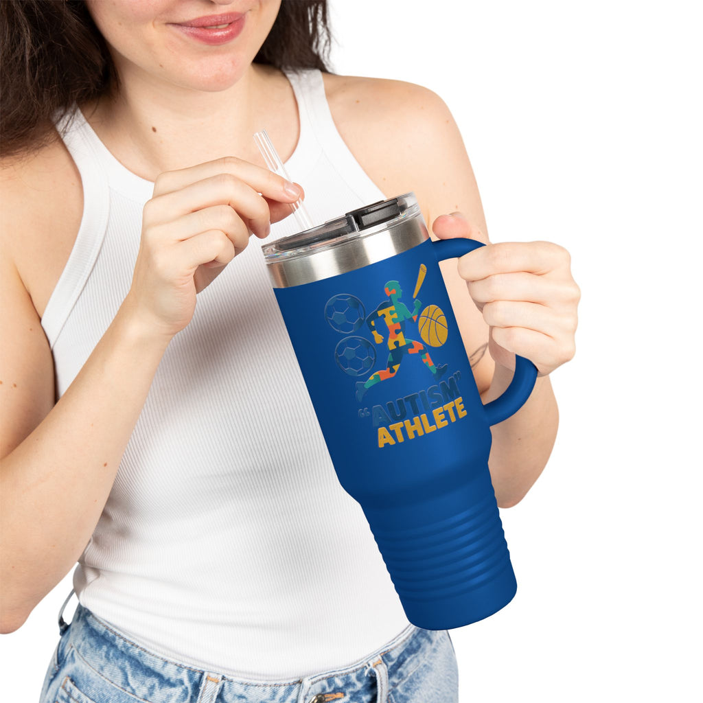 Autism Athlete 40oz Insulated Travel Mug — Sports Awareness Tumbler