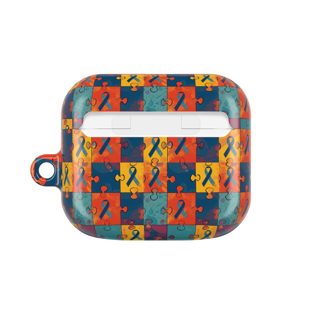 Awareness Ribbon Puzzle Pattern AirPod Case — Colorful Support & Hope Design