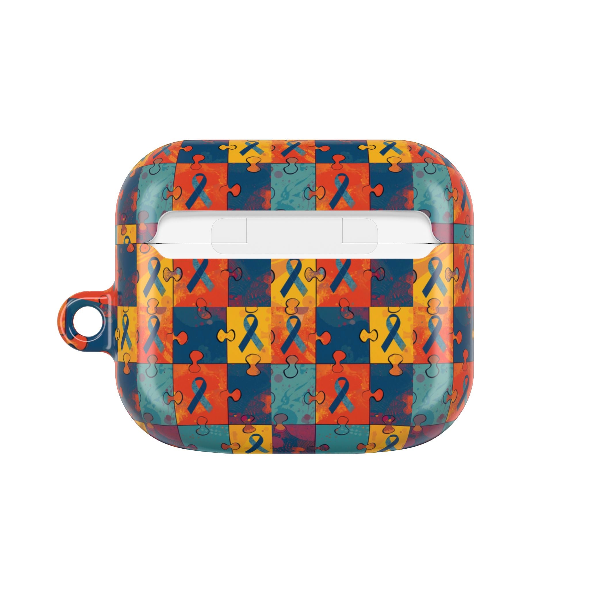 Awareness Ribbon Puzzle Pattern AirPod Case — Colorful Support & Hope Design
