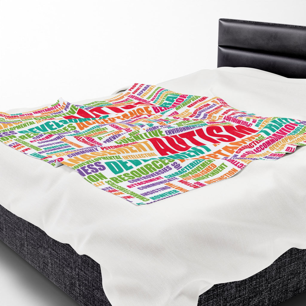 Autism Awareness Word Cloud Velveteen Blanket
