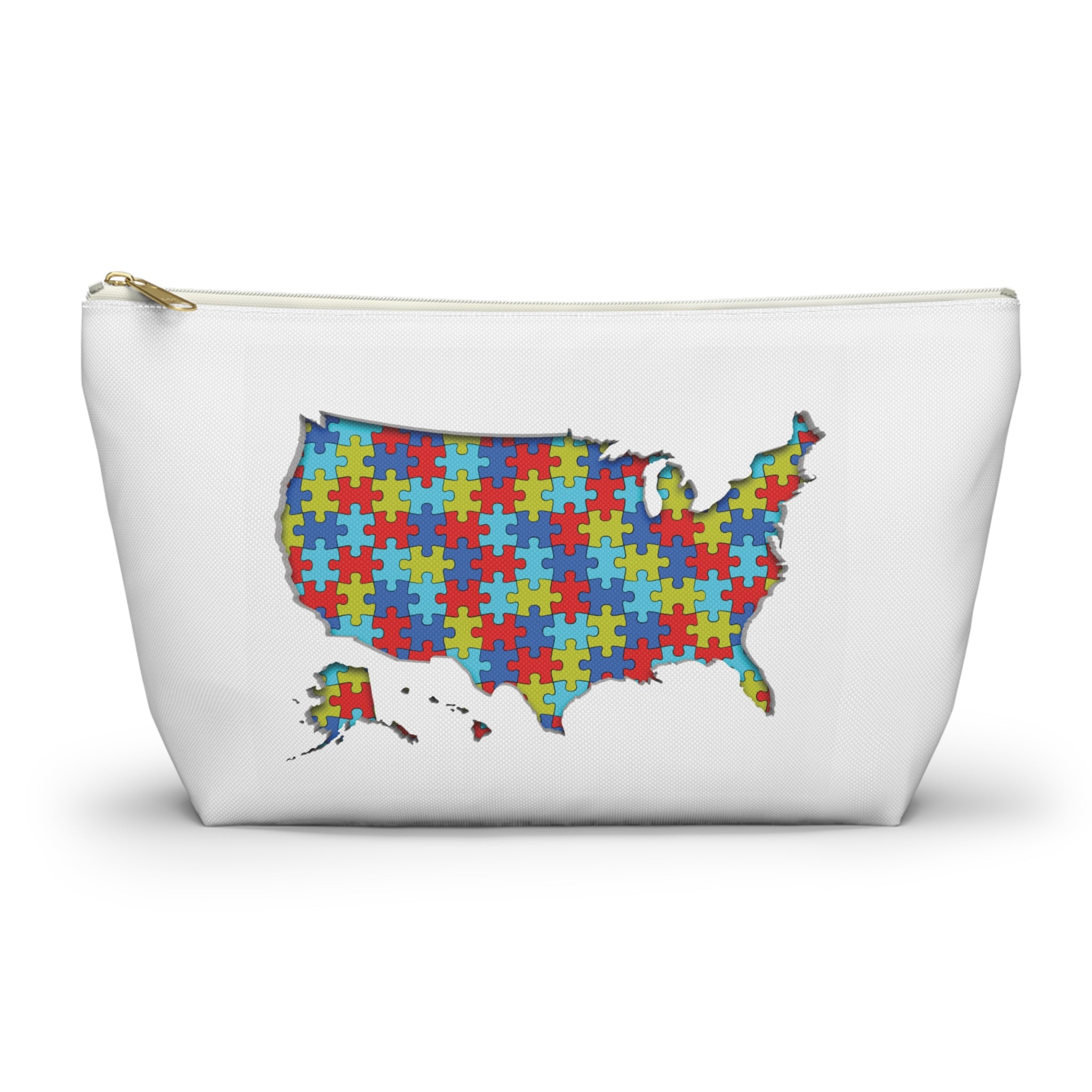 Autism Awareness USA Puzzle Map Accessory Pouch