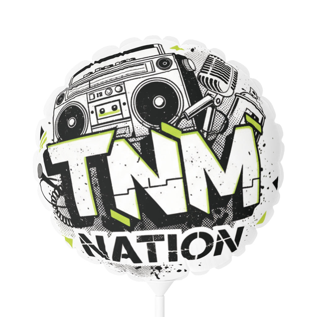 TNM Nation 11" Round Foil Balloon – Retro Boombox Party Decor