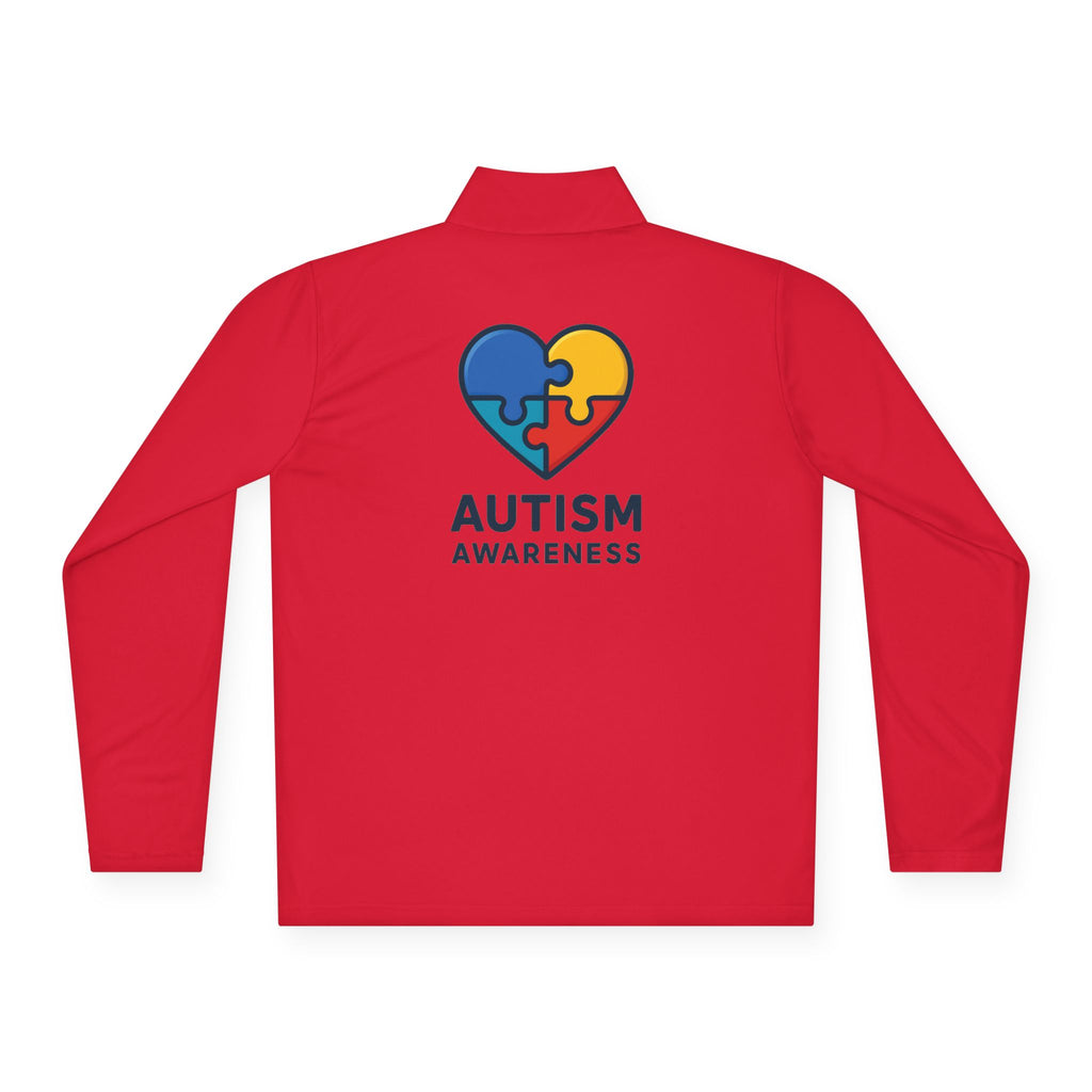 Autism Awareness Quarter-Zip Pullover — Puzzle Heart Logo