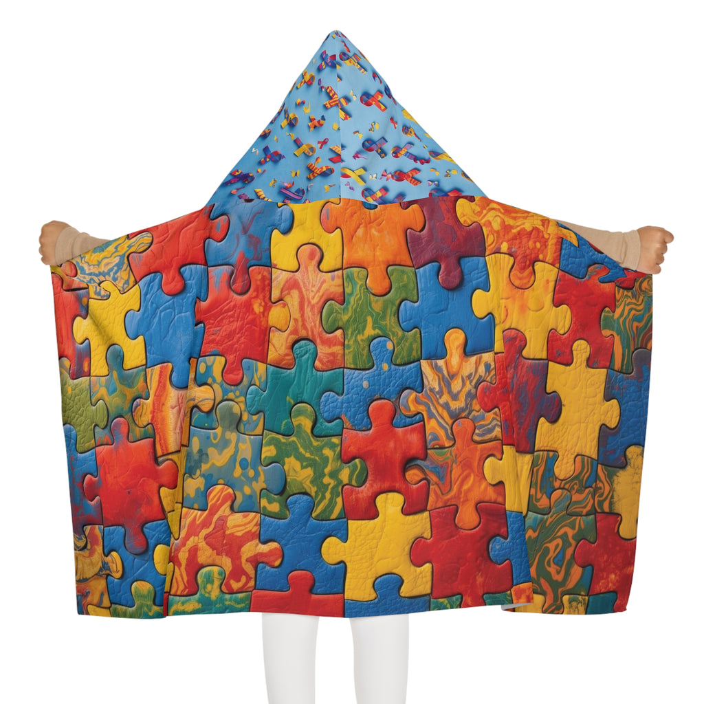 Kids Hooded Towel — Colorful Puzzle Print Beach & Bath Wrap