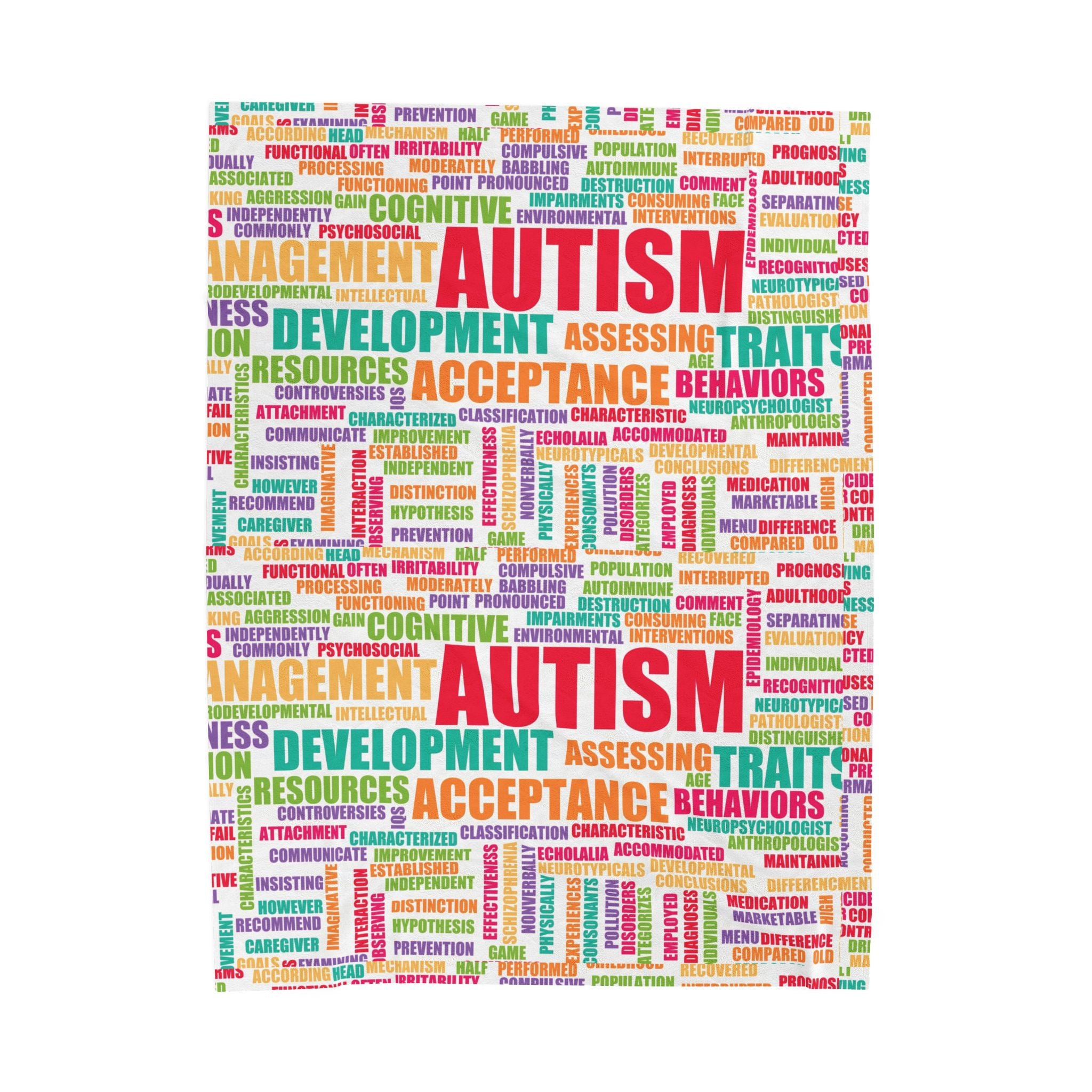Autism Awareness Word Cloud Velveteen Blanket
