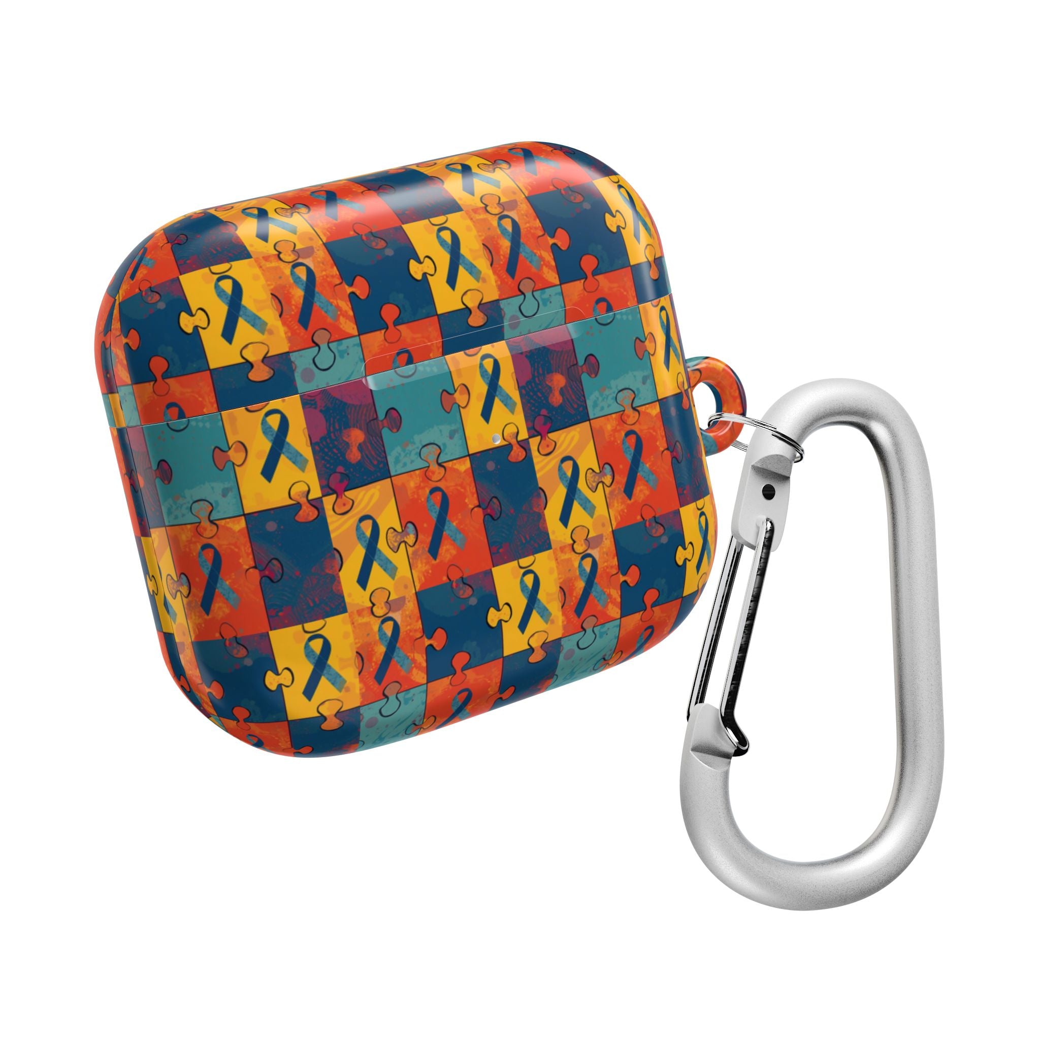 Awareness Ribbon Puzzle Pattern AirPod Case — Colorful Support & Hope Design
