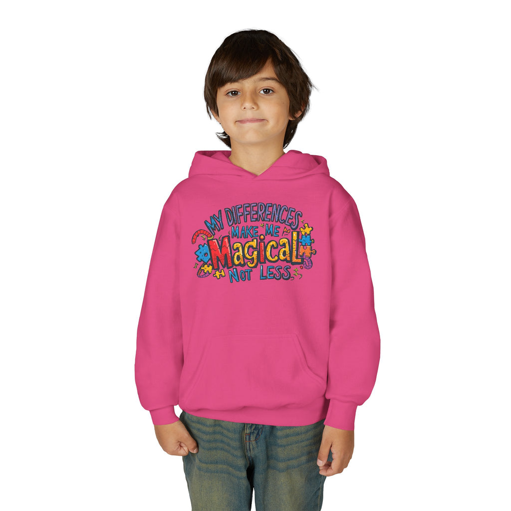 Youth Hoodie - "My Differences Make Me Magical Not Less" Positive Autism Awareness Pullover