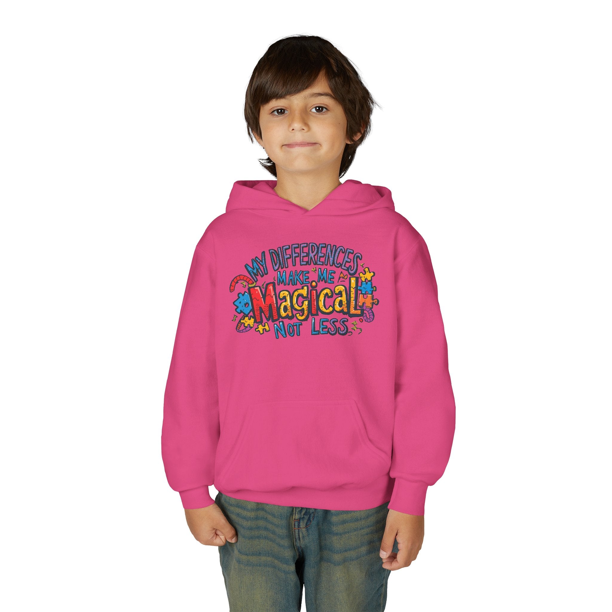 Youth Hoodie - "My Differences Make Me Magical Not Less" Positive Autism Awareness Pullover