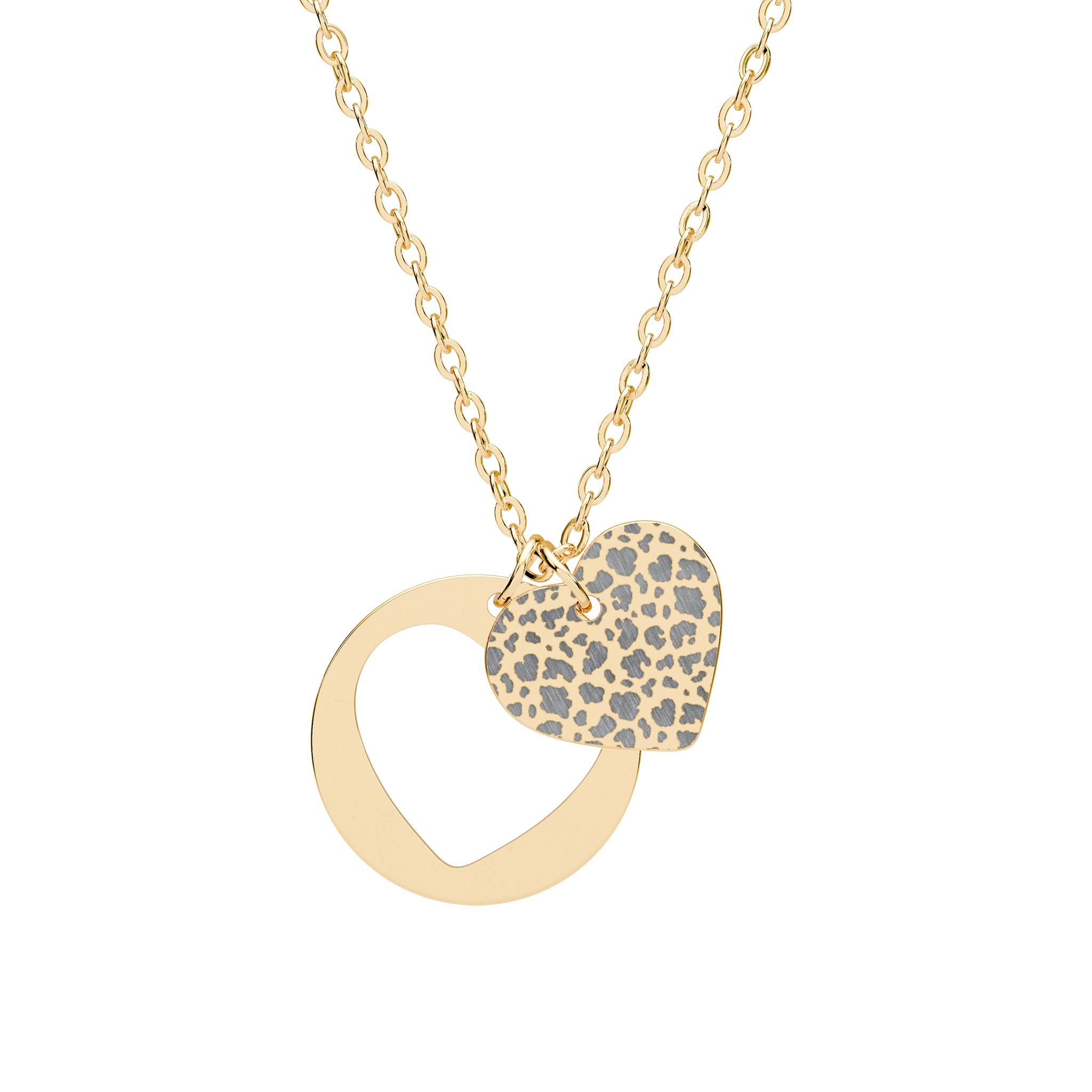 Engravable Heart Cutout Necklace — Personalized Circle & Textured Heart Pendant