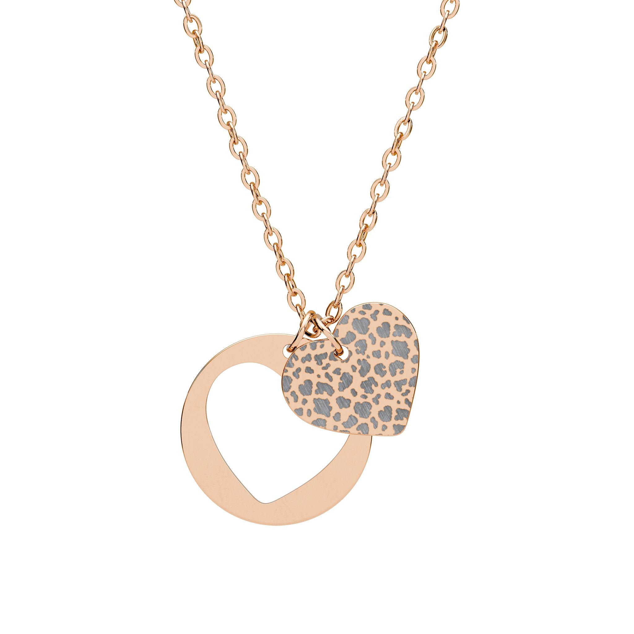 Engravable Heart Cutout Necklace — Personalized Circle & Textured Heart Pendant