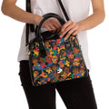 Shoulder Handbag — Colorful Faces & Puzzle Pattern Shoulder Handbag