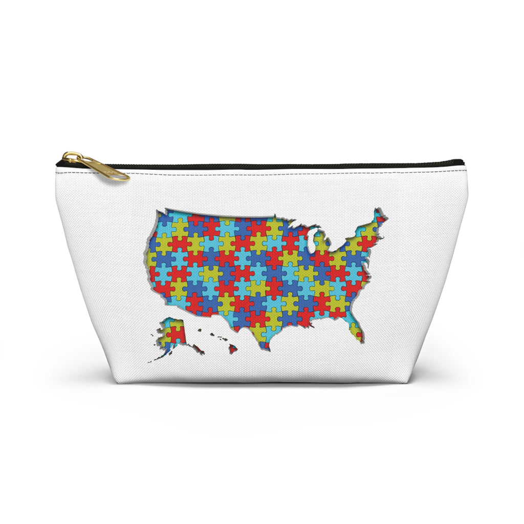 Autism Awareness USA Puzzle Map Accessory Pouch