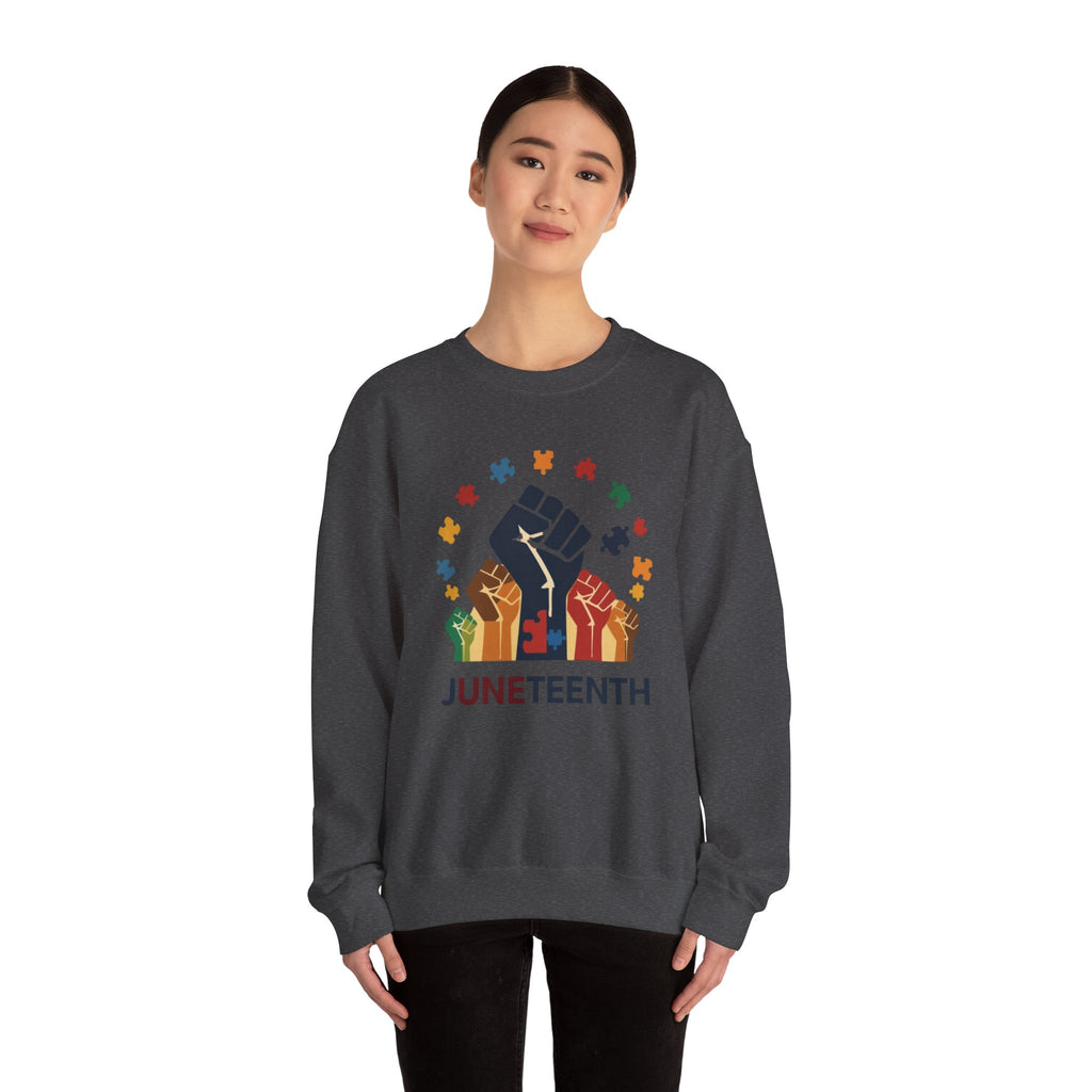 Juneteenth Meets Autism 2 Sweatshirt - Multicolor Unity Graphic Crewneck