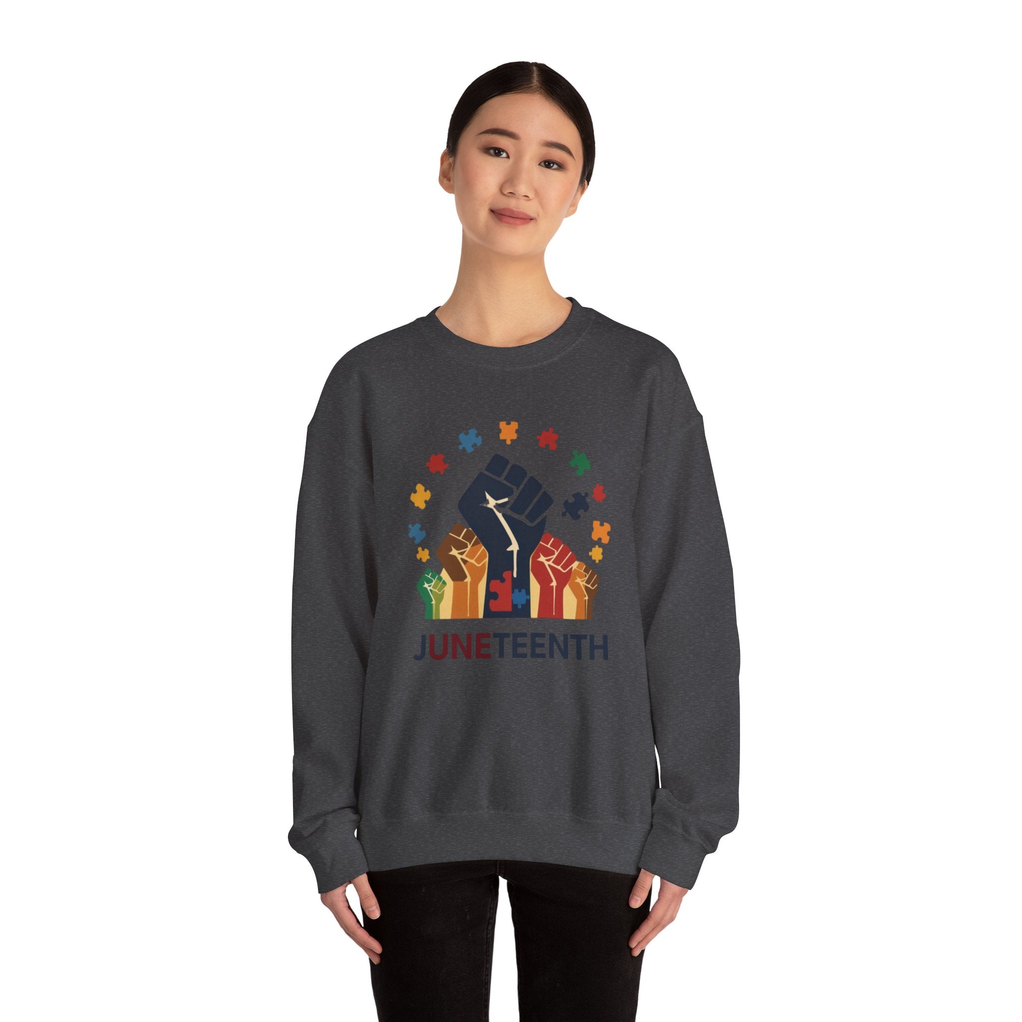 Juneteenth Meets Autism 2 Sweatshirt - Multicolor Unity Graphic Crewneck