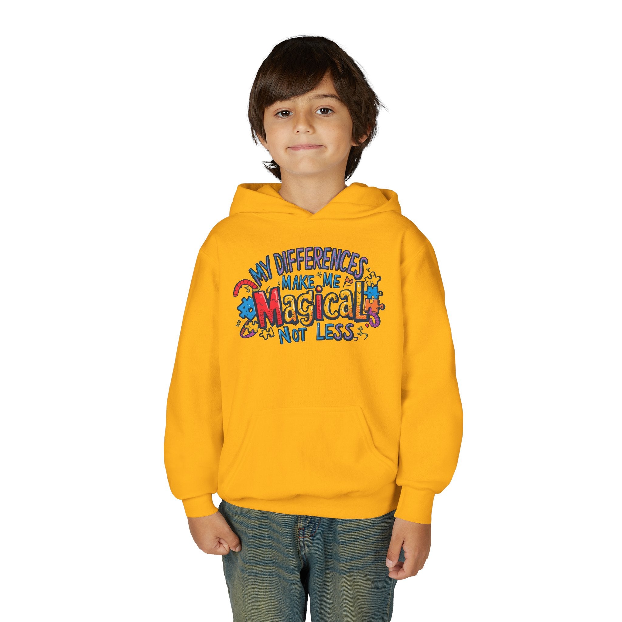 Youth Hoodie - "My Differences Make Me Magical Not Less" Positive Autism Awareness Pullover
