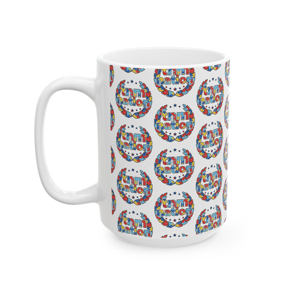 TNM Nation Pattern Ceramic Mug — Patriotic USA Coffee Cup (11oz, 15oz)