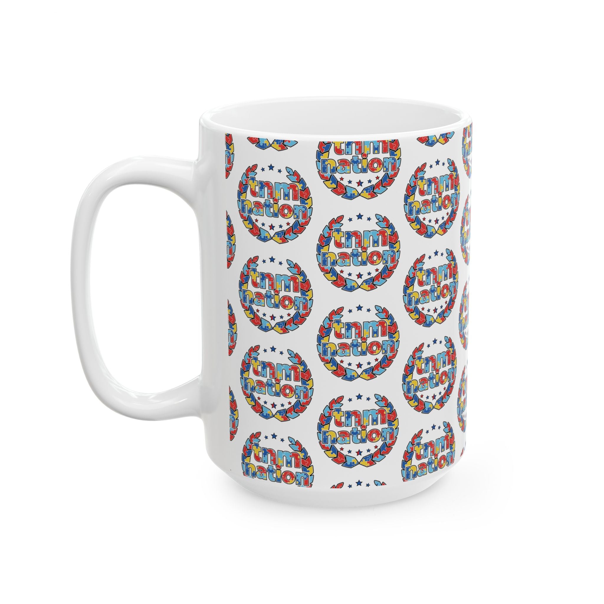 TNM Nation Pattern Ceramic Mug — Patriotic USA Coffee Cup (11oz, 15oz)
