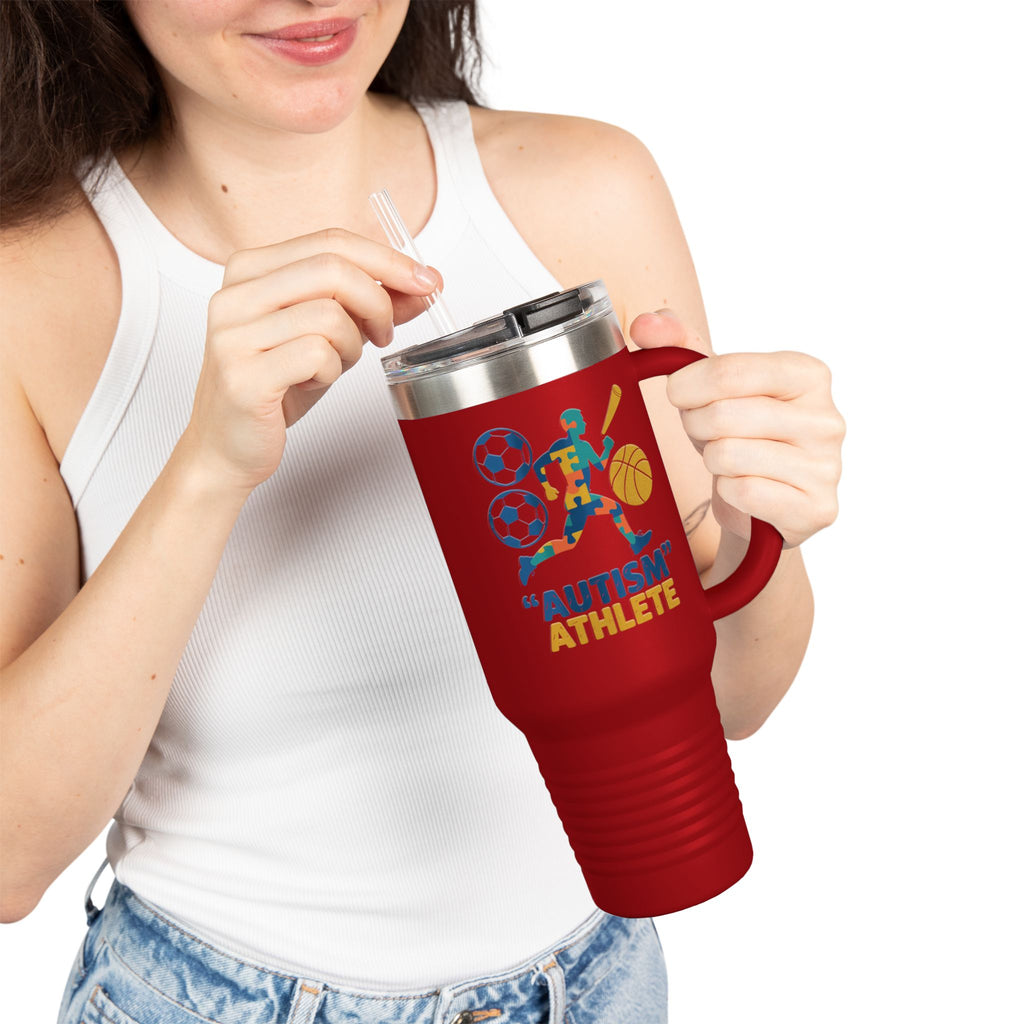 Autism Athlete 40oz Insulated Travel Mug — Sports Awareness Tumbler