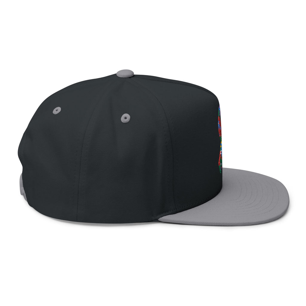 Embroidered Colorful Puzzle Ribbon Snapback Hat — Autism Awareness Flat Bill Cap