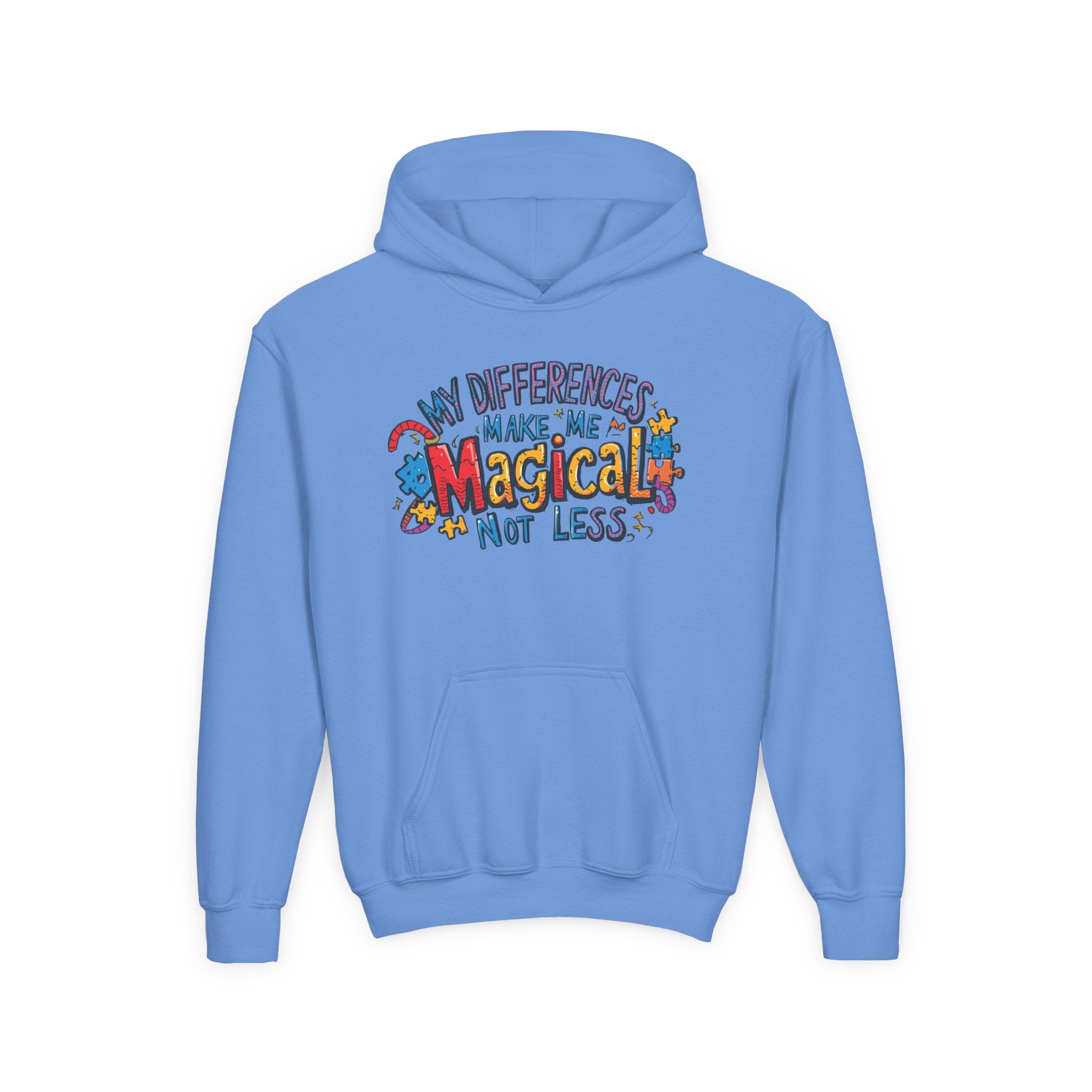 Youth Hoodie - "My Differences Make Me Magical Not Less" Positive Autism Awareness Pullover