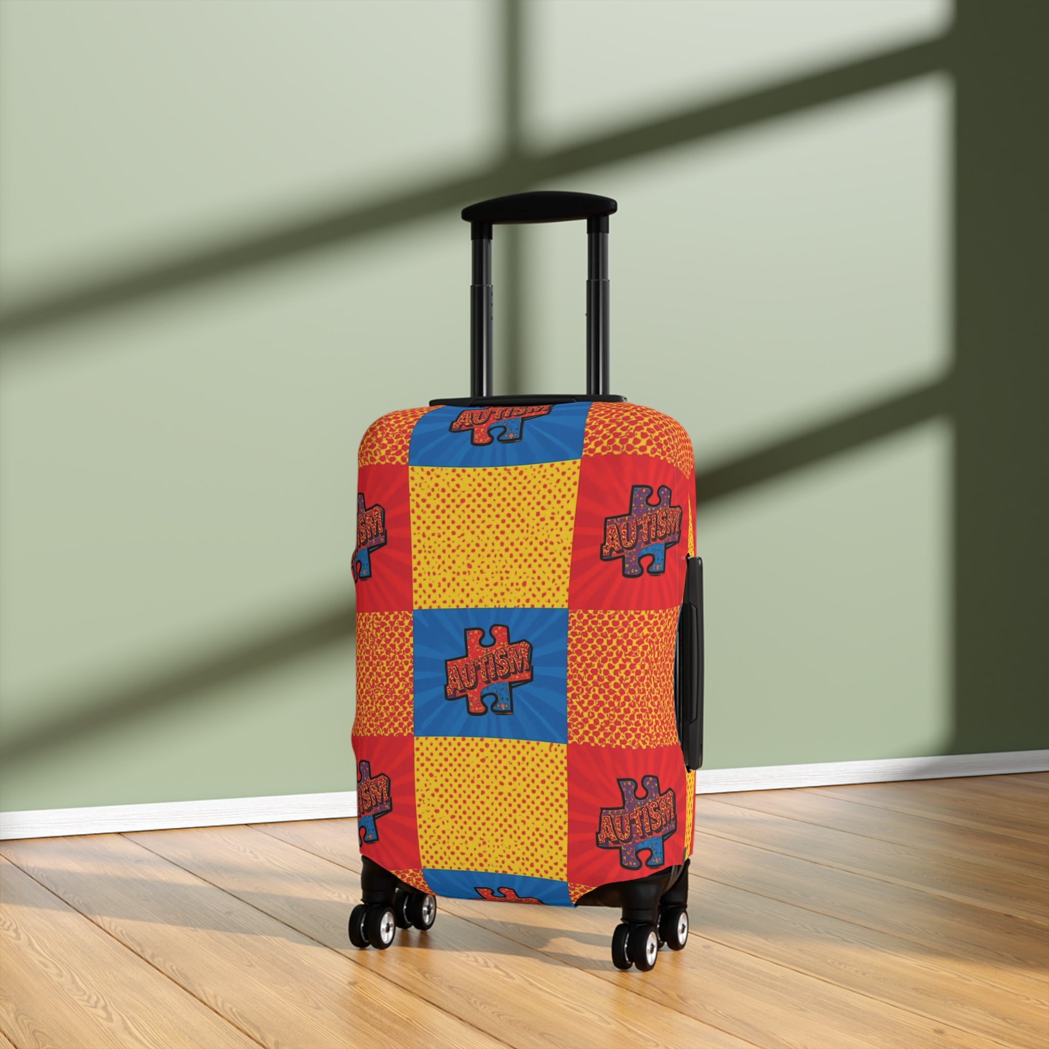Autism Awareness Puzzle Luggage Cover — Bright Travel Protector