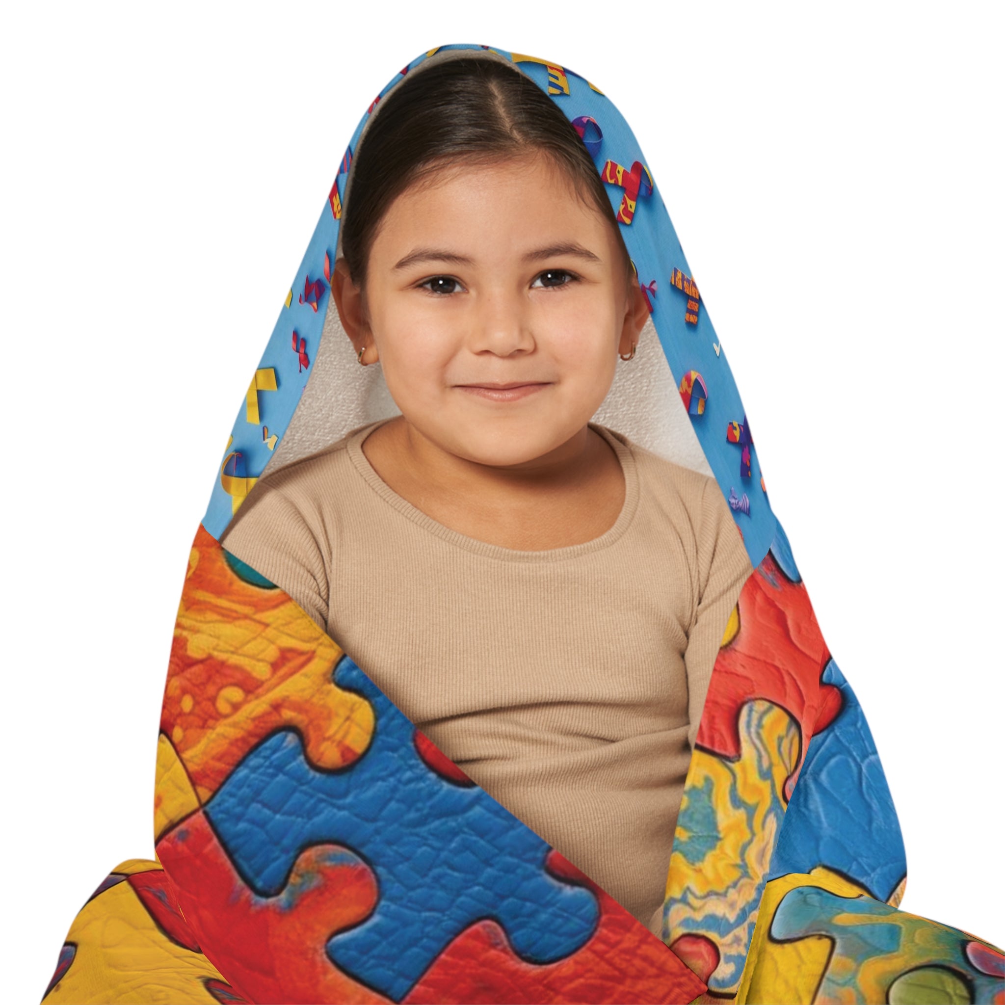 Kids Hooded Towel — Colorful Puzzle Print Beach & Bath Wrap