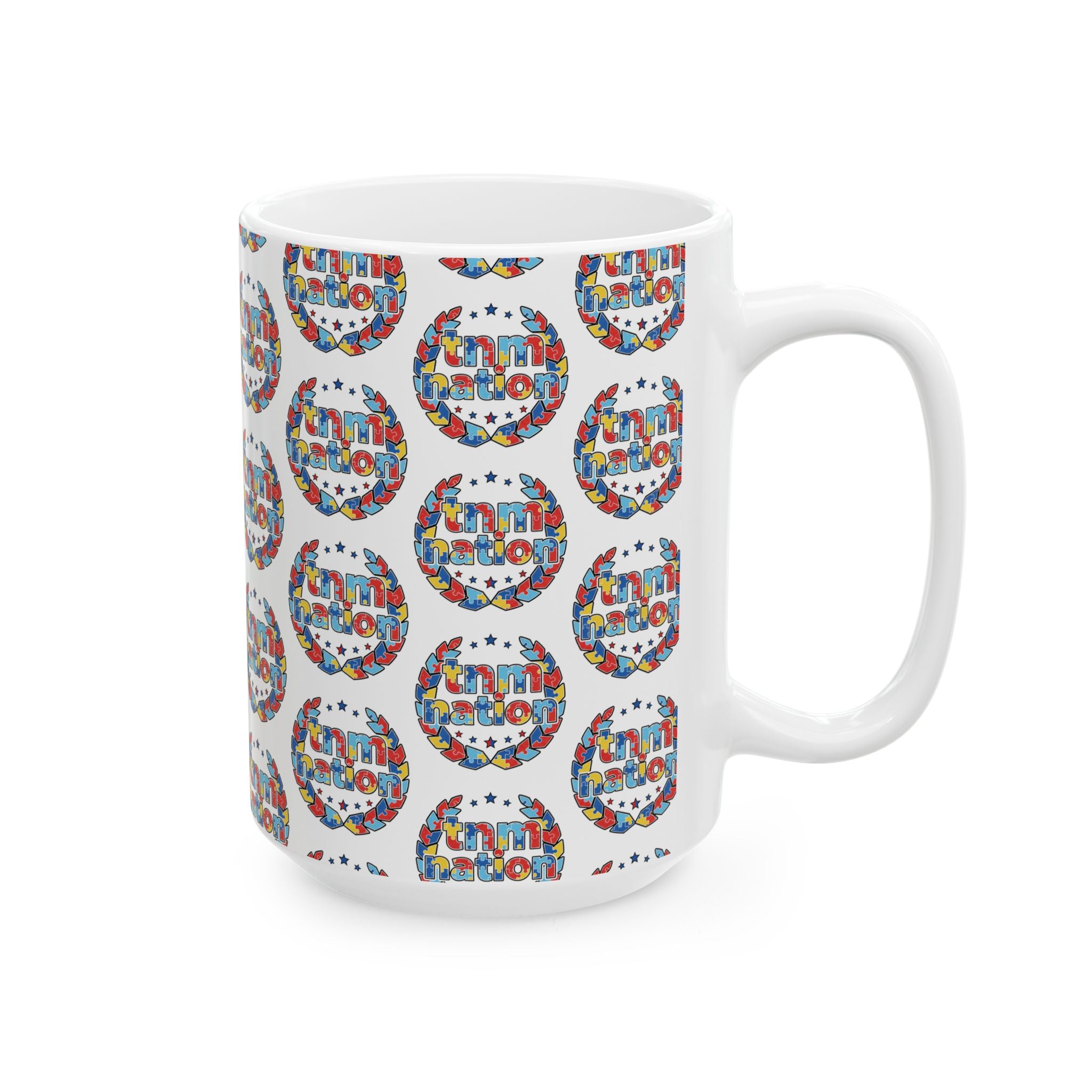 TNM Nation Pattern Ceramic Mug — Patriotic USA Coffee Cup (11oz, 15oz)