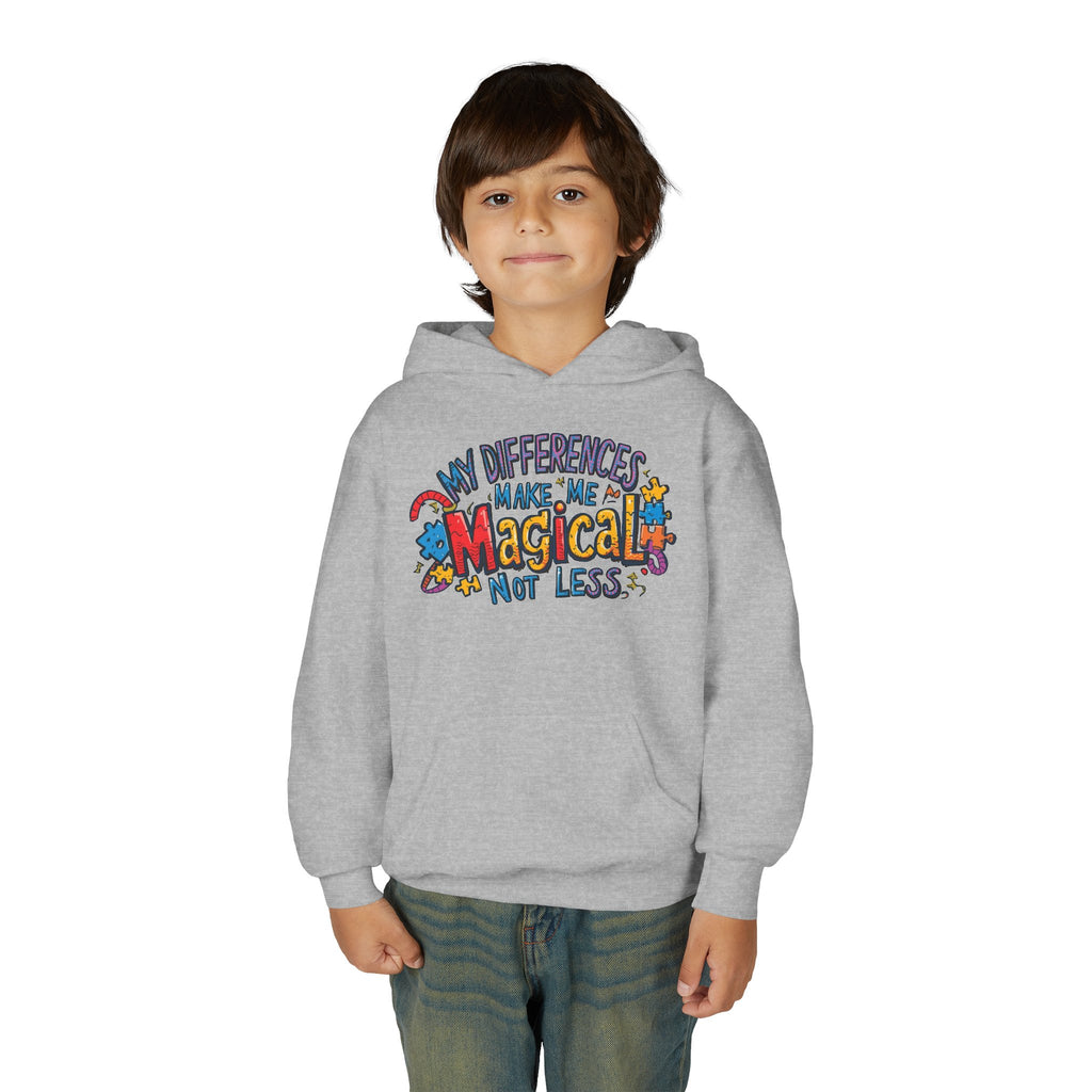Youth Hoodie - "My Differences Make Me Magical Not Less" Positive Autism Awareness Pullover