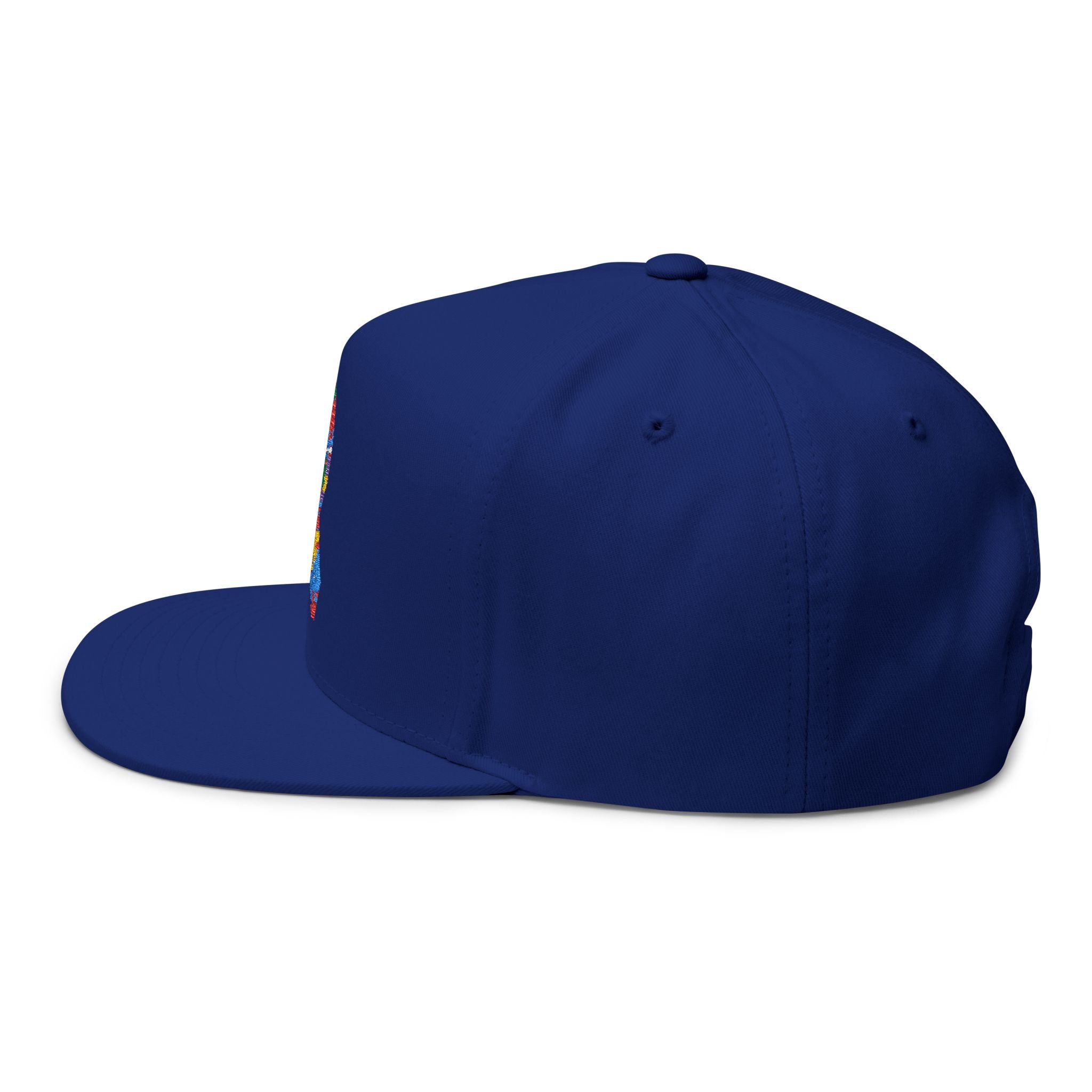 Embroidered Colorful Puzzle Ribbon Snapback Hat — Autism Awareness Flat Bill Cap
